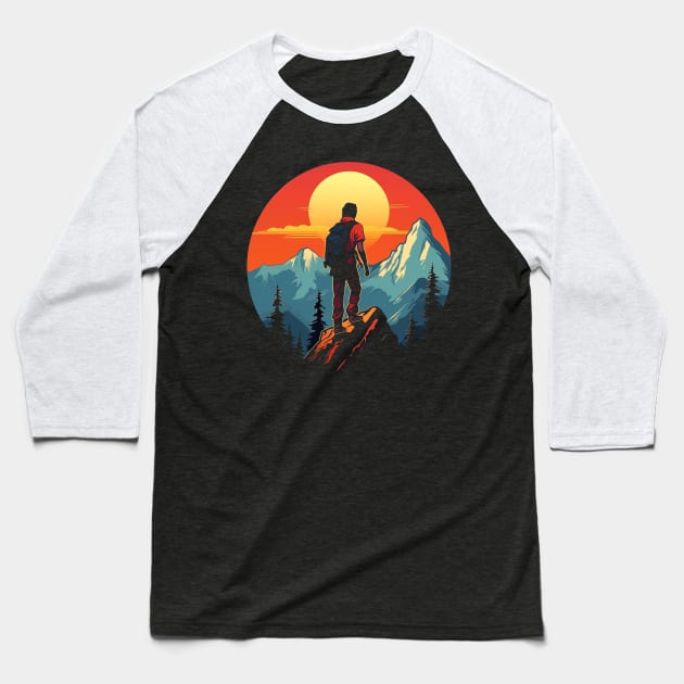 Rock Climbing Vintage Climber Baseball T-Shirt by Happy Shirt